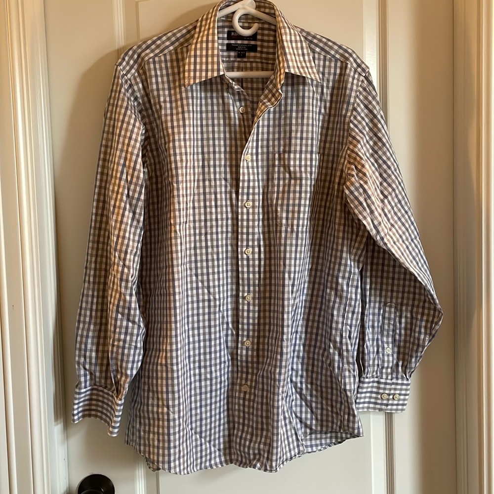 Men’s Blue Plaid Dress Shirt